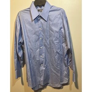 Kenneth Cole Reaction Dress Shirt Men's Blue Long Sleeve Large 16.5 32/33 Flawed